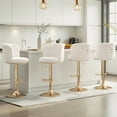 thumbnail image 4 of Farini 2-Pack Swivel Bar Stools, Adjustable Upholstered Counter Height Stools with Backrest & Metal Base for Kitchen Island, Dining Room, Beige, 4 of 7