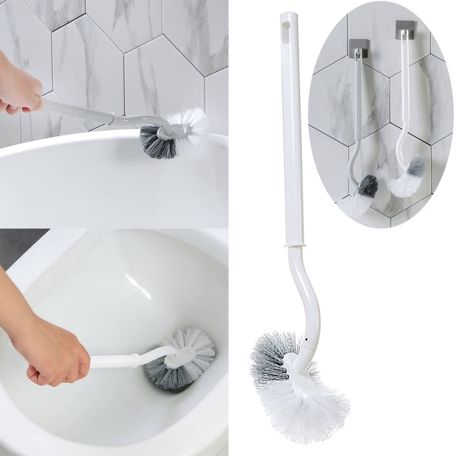 Cleaning Brush and Accessory for Cleaning—Effortless Toilet with Curved Design Small Size Holder Proof Easy Assembly
