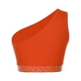 thumbnail image 2 of Eandarui Women Shiny Lyrical Dance Top One Shoulder Crop Top Lady Modern Contemporary Dancewear Orange XXL, 2 of 6