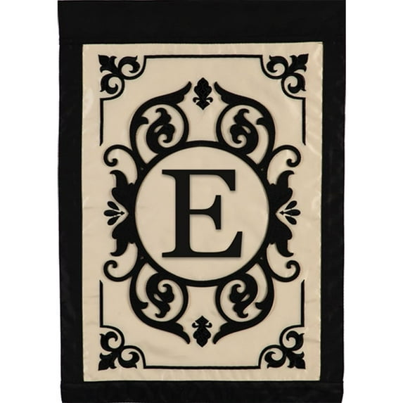 Evergreen Applique Double Sided House Flag - Cambridge Monogram E, High Quality Nylon, Decorative Seasonal Flag, Size - 28" x 44"