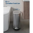 thumbnail image 6 of Slim Stainless Steel Step Trash Can 2.6 Gallon/10L with Lid - Soft Close, Removable Inner Bucket, Rear Handle, Waterproof, Space-Saving Waste Bin for Bathroom, Kitchen, Office - Stainless Steel Color, 6 of 7