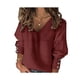 thumbnail image 1 of UKAP Blusa de punto acanalada suelta para mujer, jersey de punto con cuello en V, botones de trabajo, decoración, blusa tipo túnica informal, 1 of 2