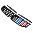 thumbnail image 4 of Astra Depot Gloss Black M-Color Front Kidney Grill Grille Dual Slats for BMW E90 E91 Sedan 4DR 323i 325i 328i Pre-LCI 2005-2008, 4 of 7