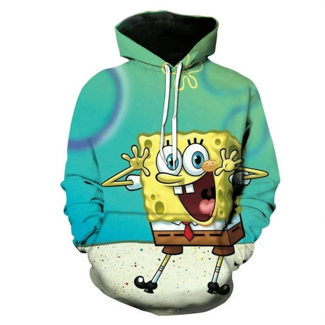 SpongeBob SquarePants Chandail à Capuchon Hip-Hop de Dessin Animé pour Hommes Femmes Unisexe