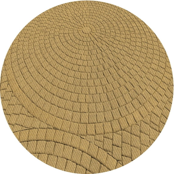 Ahgly Company Machine Washable Indoor Round Transitional Yellow Area Rugs, 6' Round