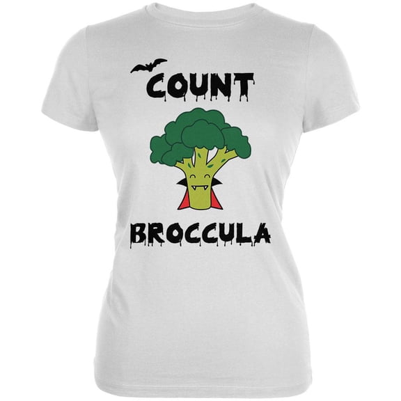 Halloween Vegetable Broccoli Count Broccula Dracula Funny Juniors Soft T Shirt White 2XL