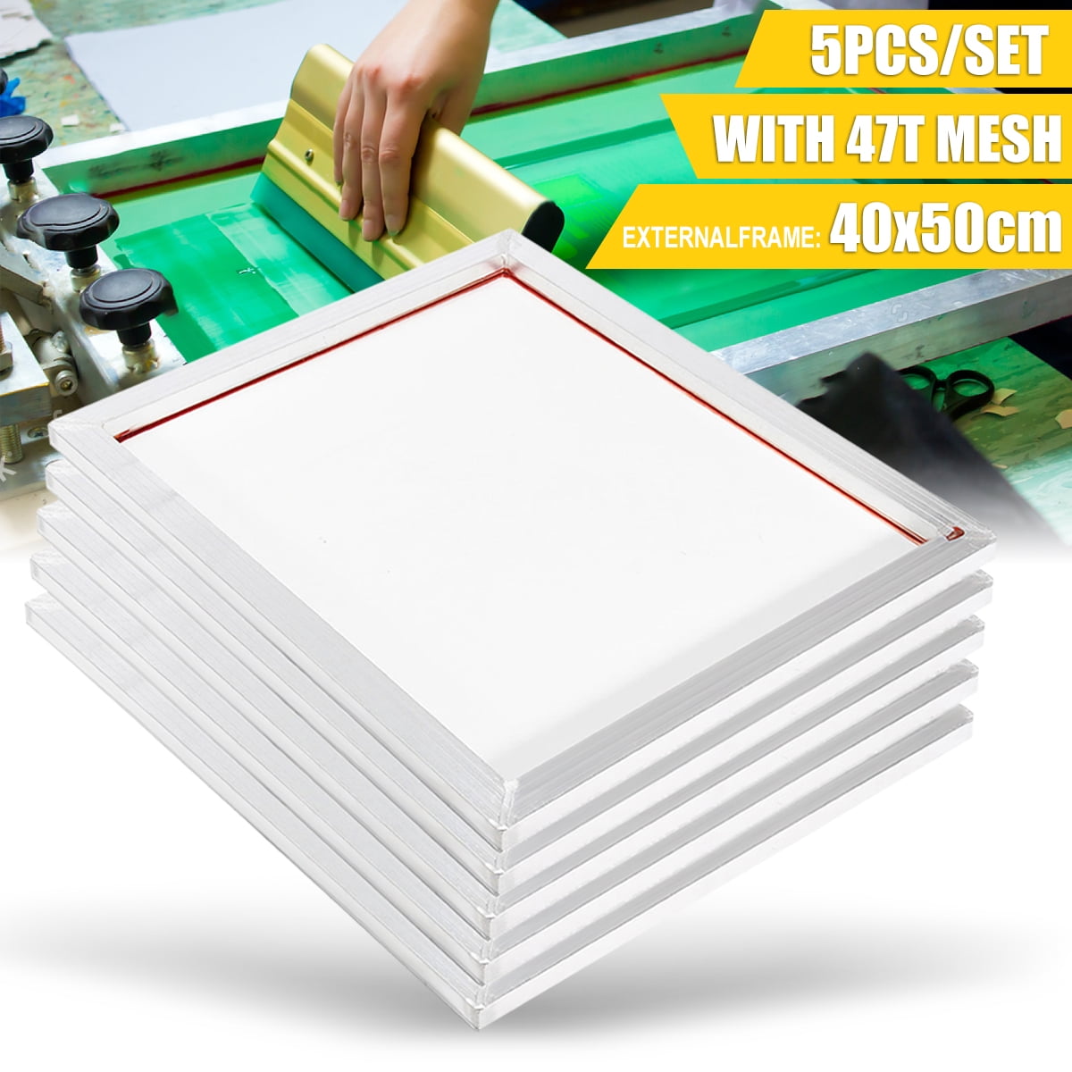 5PCS/SET 16'' x 20'' Aluminum Screen Frame With 47T Mesh Silk White Printing US 