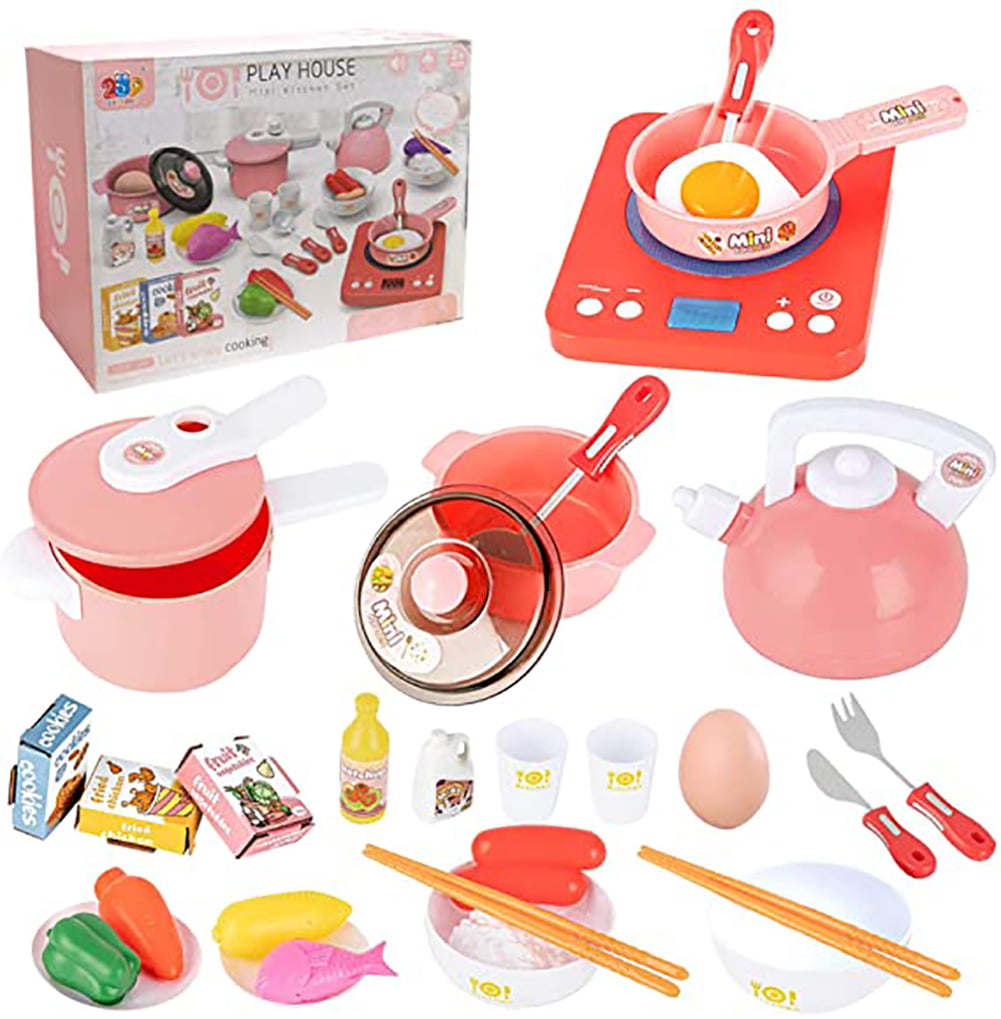 Details about   Kids Kitchen Accessories Pretend Cooking Toys  Food Sound&Light Induction Cooker 