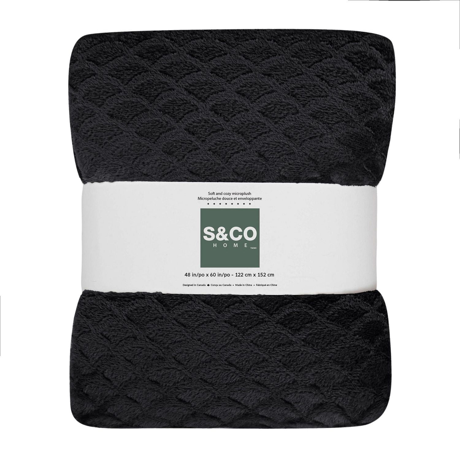 Embossed Scalloped Throw Black