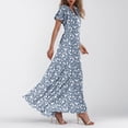 thumbnail image 4 of Womens Floral Maxi Dress Casual V Neck Short Sleeve Flowy Beach Wedding Guest Long Dresses, 4 of 9