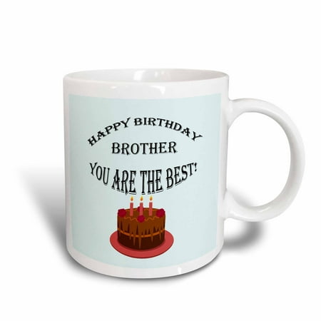 3dRose Happy birthday brother. Blue, saying, quote, Ceramic Mug, (Happy Birthday To The Best Brother In The World)