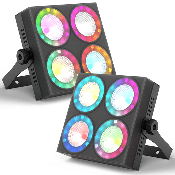 2 Pack 80W RGBW LED Stage Par Lights with Dynamic Strip - DMX512, AUTO, Sound-activated for Disco,Party,Wedding