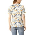 thumbnail image 4 of MODA NOVA Juniors Floral Ruffled Short Sleeve Ruffle Neck Casual Blouses, 4 of 7