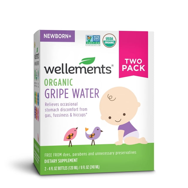 Gripe Water Wellements, 120 ml (paquete de 2) Organic Newborn+