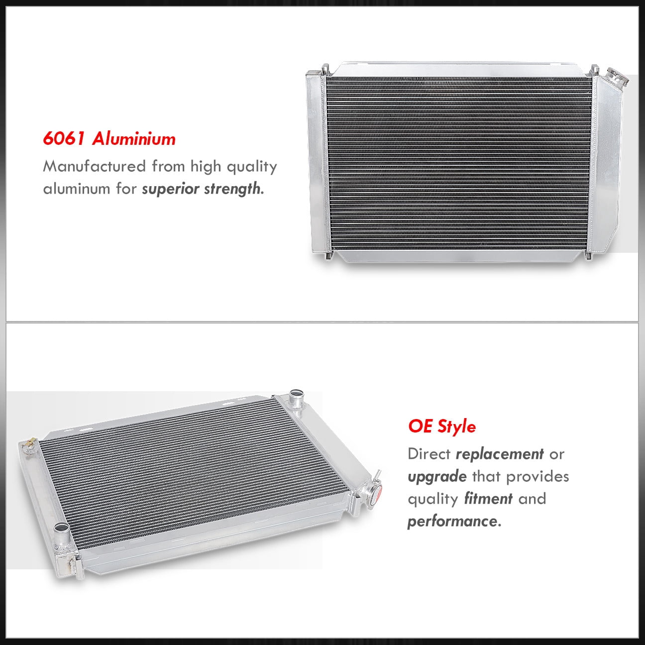 AJP Distributors 3-Row Tri Core Aluminum Radiator Compatible/Replacement For Ford Mustang Fox Body V8 M/T Manual Transmission 1979 1980 1981 1982 1983 1984 1985 1986 1987 1988 1989 1990 1991 1992 1993