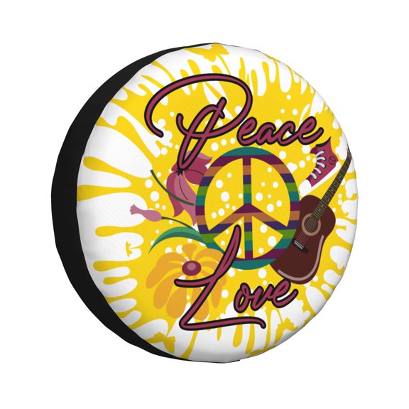 XMXY Peace Sees Love Words Spare Tire Cover, Universal Waterproof Cover for Jeep RV Tire Wheel Protection, 17 inch