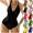 Black, variant on JSGEK Womens Plunge Neck One Piece Swimsuit Minimalist Design Breathable Fabric Relaxed Silhouette for Summer Vacations Green M