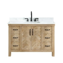 Javier 48" Bath Vanity in Spruce Antique Brown with White Grain Composite Stone
