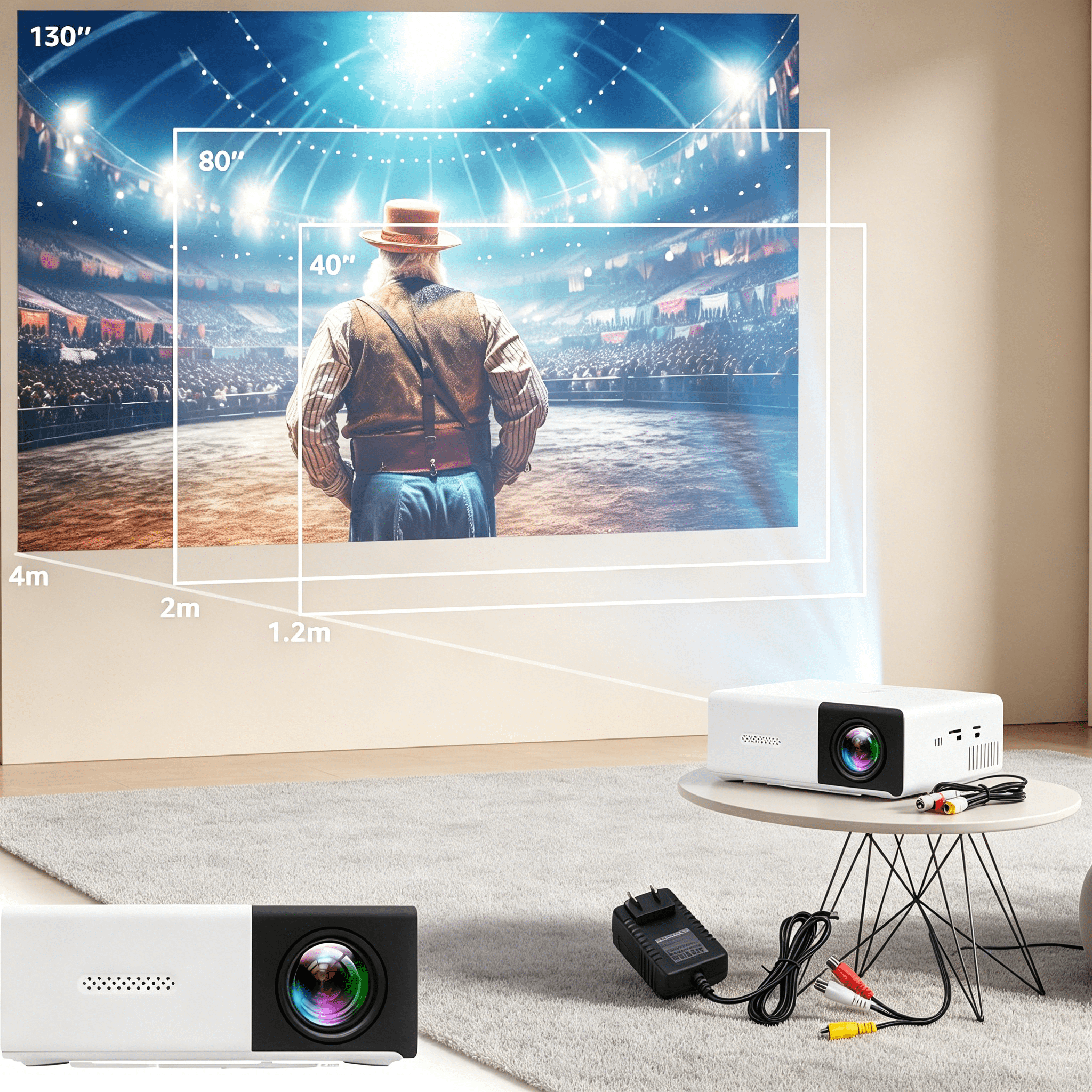 GJX 2026 New Versatile Mini Hd Projector – Portable with High-Speed Wireless Connection,Built-In Speakers,180-Degree Stand,Full Hd,For Movies and Sports