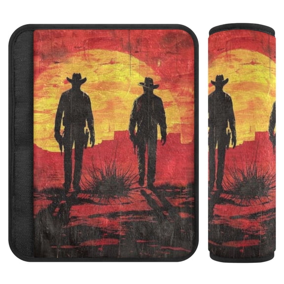 2 Car Seat Belt Covers S Size 6.5*6.5 Inches Car Seat Belt Shoulder Pad Backpack Shoulder Pad Stroller Belt Cover Red Western Cowboy