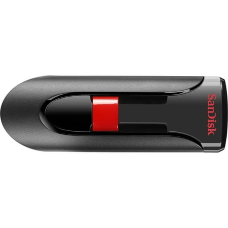 SanDisk Cruzer Glide USB Flash Drive - 32 GB - USB 2.0 - Black, Red - Retractable, Password Protection, Encryption Support, Temperature