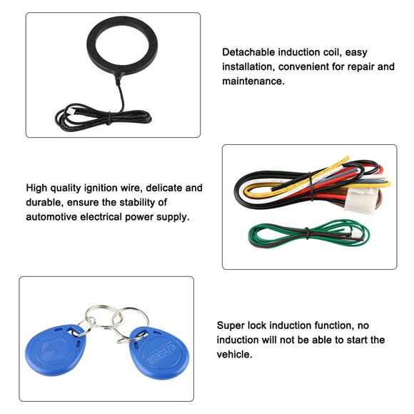 Car Alarm Security & Keyless Entry System, Universal Car Alarm System, Engine Push Button Start Stop Lock Anti Theft Device Car Security Device Alarm System
