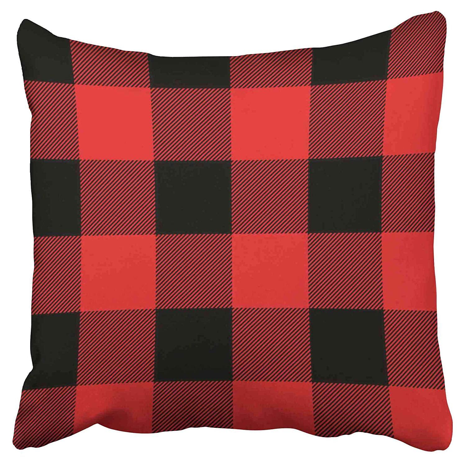 ECCOT Elegant Rustic Red and Black Buffalo Check Plaid Pillow Case