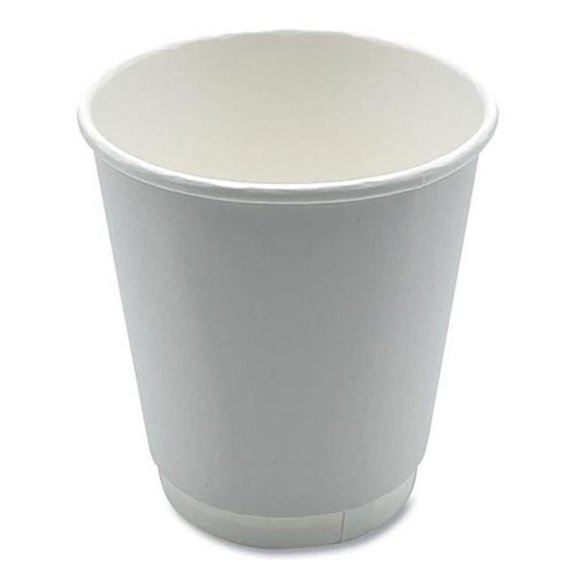 Boardwalk 10 oz Double-Walled Paper Hot Cups, White - Pack of 500