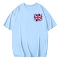 thumbnail image 1 of YABCSAZ Chemises du 4 Juillet pour Femmes, Robe de la Fête de l'Indépendance, Blouse d'Été à Col Rond Manches Courtes Mode Décontractée Imprimée pour Femmes, Bleu Ciel, TG, 1 of 5