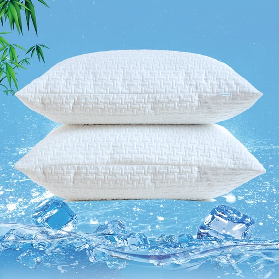 GOGREEN Bamboo Waterproof Pillow Protector, Breathable Pillow Cover, 3D Air Fabric Cooling Pillow Case Protector with Zipper (2 Packs, Queen 20"x30", White)
