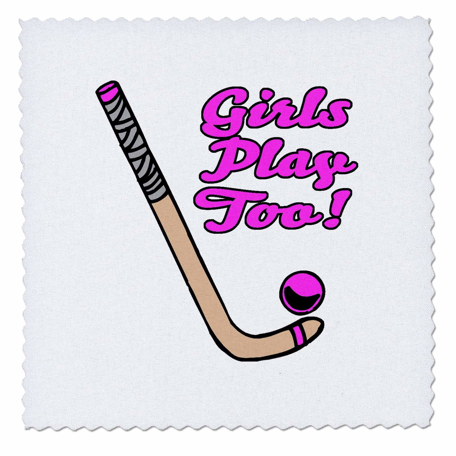 Girls Play Too Pink Field Hockey Stick And Ball Sports Design 10x10