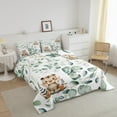 thumbnail image 3 of Cute Animal Queen Size Comforter Set Cartoon Tiger Bedding Set, Spring Eucalyptus Down Comforter Watercolor Leaves Bed Set, Kawaii Jungle Animal Quilted Duvet, 3 of 6