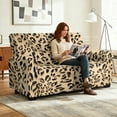 thumbnail image 4 of Xoenoiee Brown Leopard Print 2 Seater Sofa Covers, Soft Washable Recliner Sofa Chair Covers, 6-Piece Velvet Stretch Reclining Couch Covers, with Side Pockets, 4 of 6