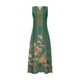 thumbnail image 4 of Wycnly Formal Dresses for Women Vintage Plus Size Swing Tunic Tank Long Dresses with Pocket V-Neck Sleeveless Western Print 2024 Summer Maxi Dress Green XXL, 4 of 5