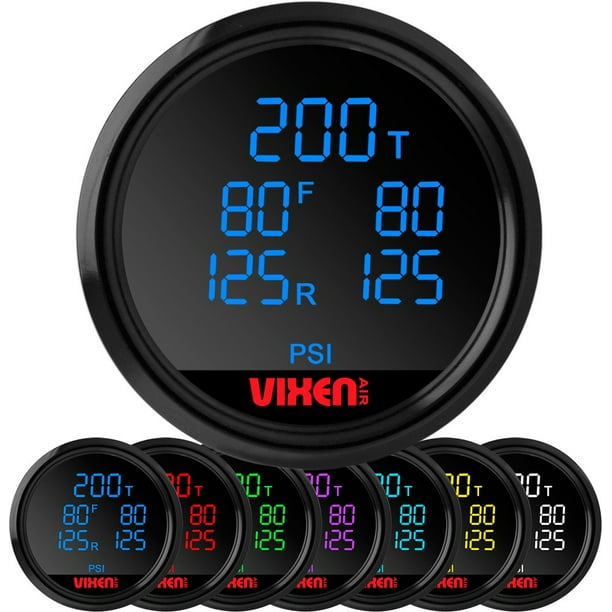 Vixen Air 2" Universal Five Display Digital Air Pressure Gauge with Five Source Reading 7Colors