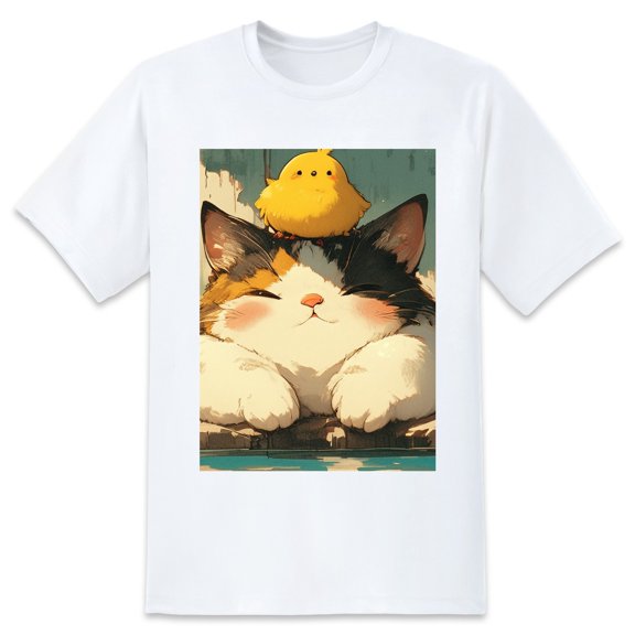 Basic Oversize Tees For WomenCat Loose Boyfriend Shirts Casual Blouse round neck