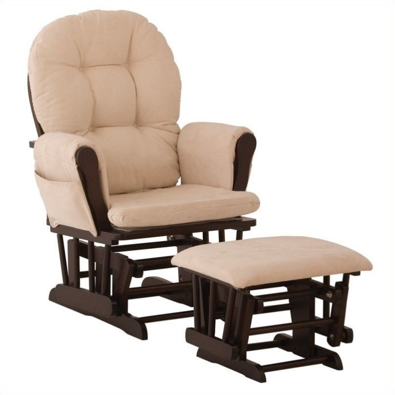 Kingfisher Lane Glider and Ottoman in Espresso and Beige