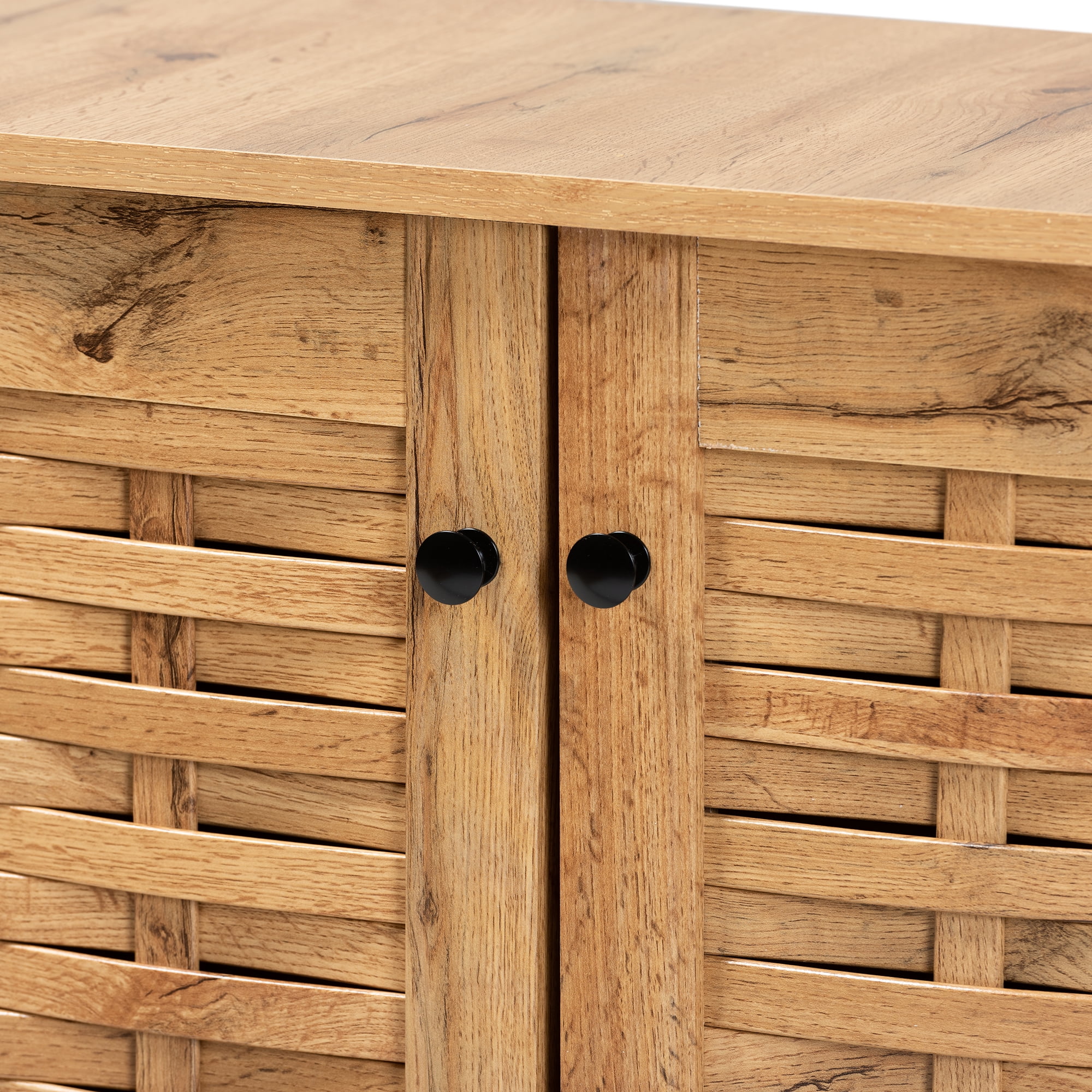 Baxton Studio Winda Modern and Contemporary Oak Brown Finished Wood 2-Door Shoe Cabinet