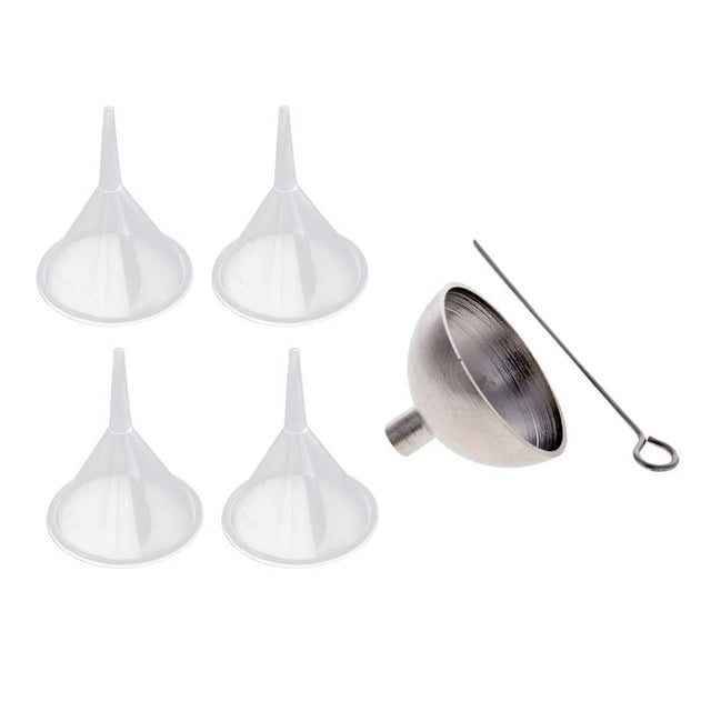 5pcs Mini Embudos De Plástico De Metal Para Perfume Botella De Vacío De Llenado De Aceite