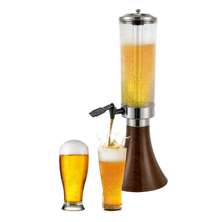 2 Pack Beer Dispenser 3 Liter/ 100oz Beverage Tower Dispenser  Clear Tabletop Liquor Juice Margarita Drink Tower Dispenser with Removable  Ice Tube and LED Light for Home Bar Party Outdoor
