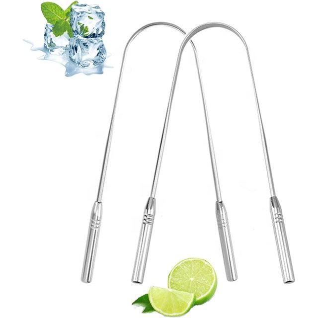 ZHAOCHENG Limpiador lingual de acero inoxidable 2 piezas Gris plata