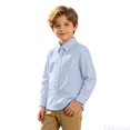 thumbnail image 2 of Fozruso Boys Basic Long Sleeve Shirts Button Down Collared Dress Shirts for Kids Back to School Wear, 2 of 6