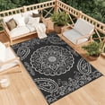 thumbnail image 4 of MeyJey 6'x9' Outdoor Rugs for Patio, Patio Rug Waterproof RV Mats, Plastic Straw Camping Area Rug for Indoor Porch Balcony Beach Mat, Black/Grey, 4 of 15
