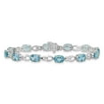 thumbnail image 3 of Auriga 14k White Gold Blue Topaz and Diamond Bracelet 7inch for Women, 3 of 6