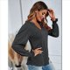 thumbnail image 4 of Tops Casuales de Larga con Cuello en V para Mujer, Camisetas Holgadas de y Otoño Gris Oscuro L, 4 of 8