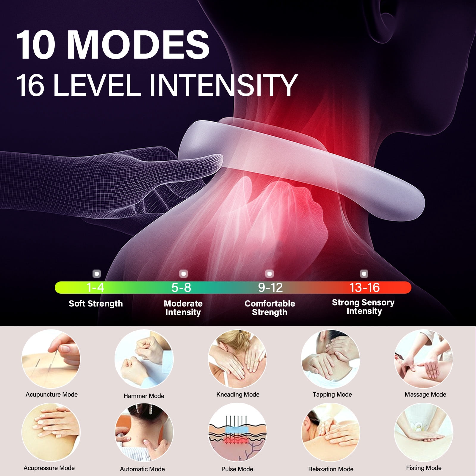 Neck Massager for Pain Relief Deep Tissue, Neck Massager with Heat, Portable Neck Massager Gift for Women Men