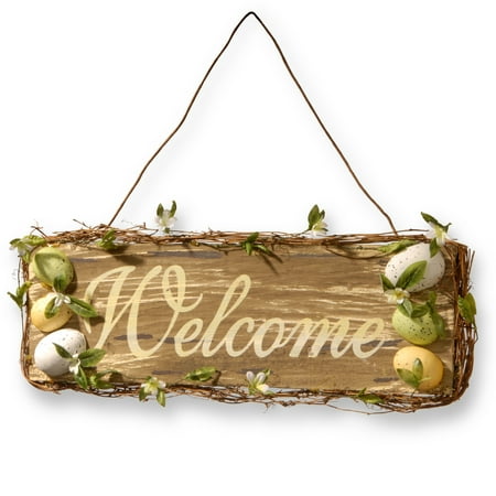 21” Easter Wood Decor Welcome Sign