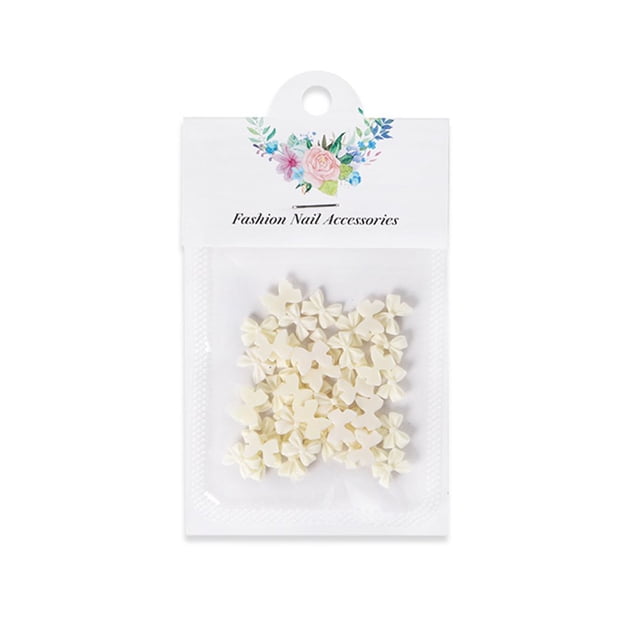 50Pcs Manicure Decor Three-dimensional Non-Fading Anti-drop Flat Base DIY Resin Bow Fingernail Manicure Decoration Manicure Store Supply