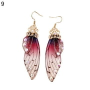 Grandest Birch Women Earrings Butterfly Wing Gradient Color Rhinestone Ear Hook Jewelry Alloy Multi-color