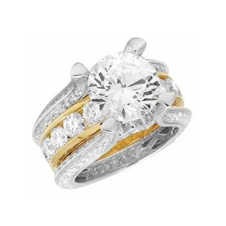Two Tone Engagement Ring Mounting - 14K Two Tone Semi Mount Real Diamond Ladies Engagement Ring 4.90CT